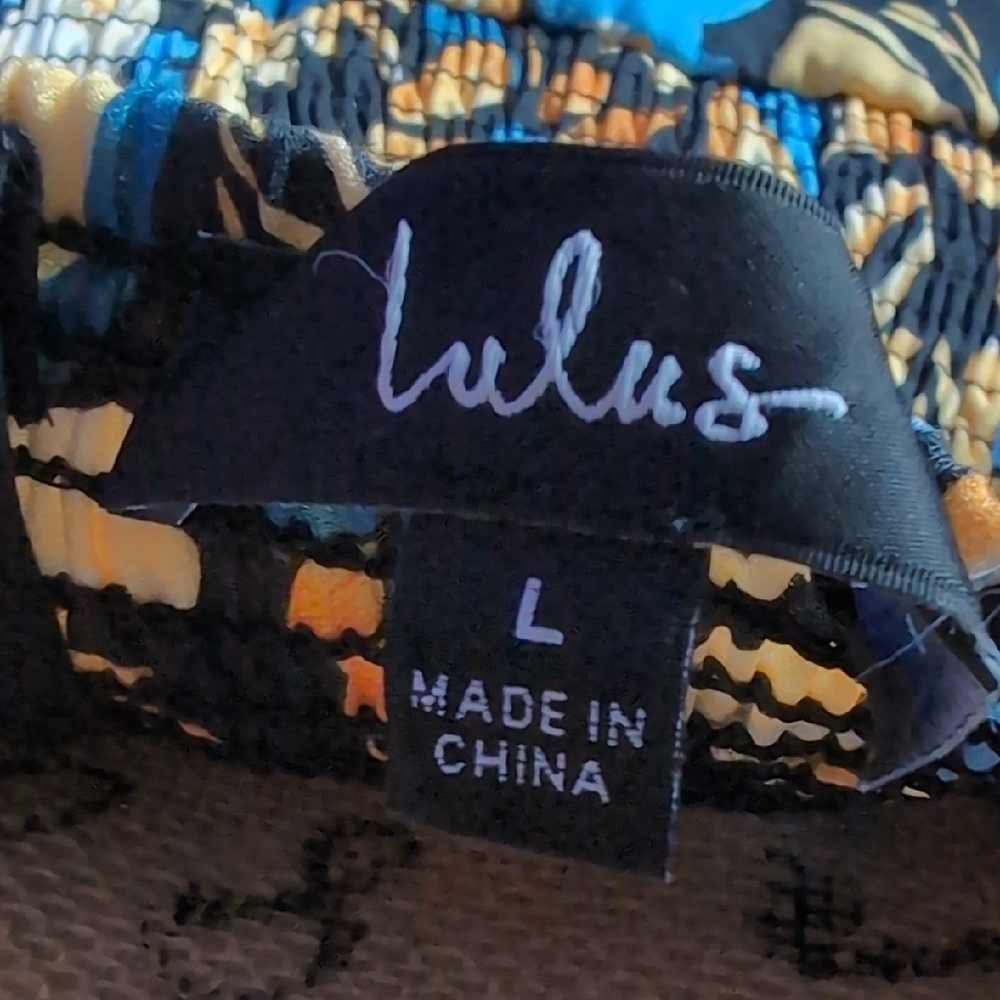 Lulu's Halter Floral Dress - Blue and Black - Picture 3 of 10